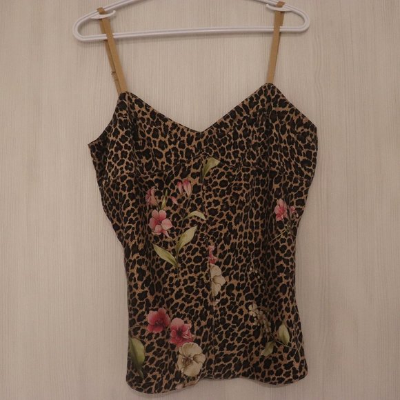 Y2K Silk Leopard Print with Floral Detail Camisole - Picture 7 of 7